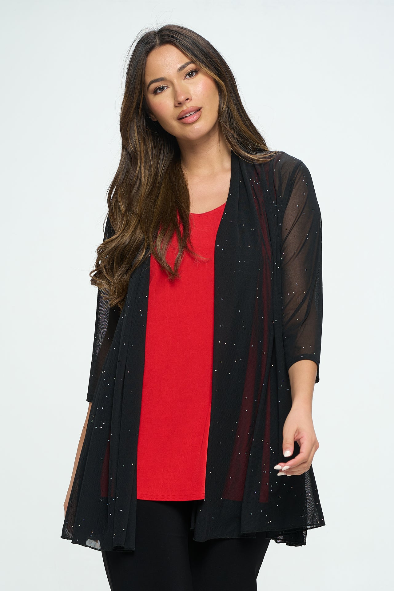 touch of glamour and sophistication to your outfit. Crafted with meticulous attention to detail, this jacket features a shawl collar, quarter sleeves, and princess seams, ensuring a flattering and contemporary silhouette. The high-quality construction and impeccable fit make this jacket a true wardrobe staple. Hand or machine wash in cold water. Made in U.S.A