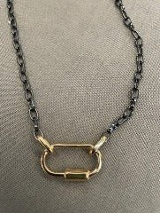 16" Adjustable Chain Necklace With 1" Carabiner - Splash of Pearl Boutique