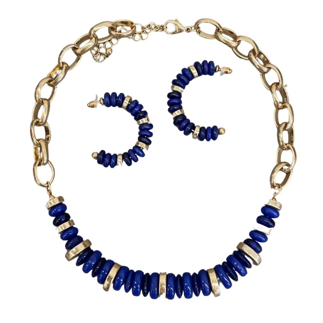 16" Chain & Button Necklace & Earring Set - Splash of Pearl Boutique