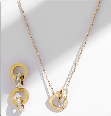 Amp up your style with our Circles & CZ Gold Necklace & Earring Set! This stylish set features a unique circle design and sparkling CZ stones, making it the perfect addition to any outfit. Stand out from the crowd with this playful and trendy set.