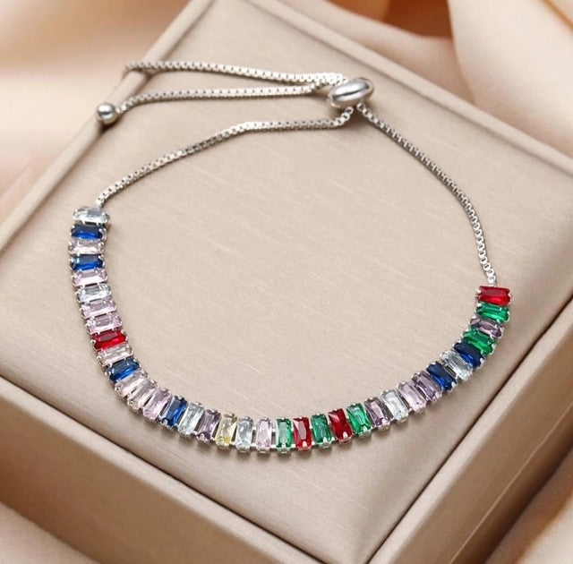 Colorful CZ Adjustable Length Bracelet
