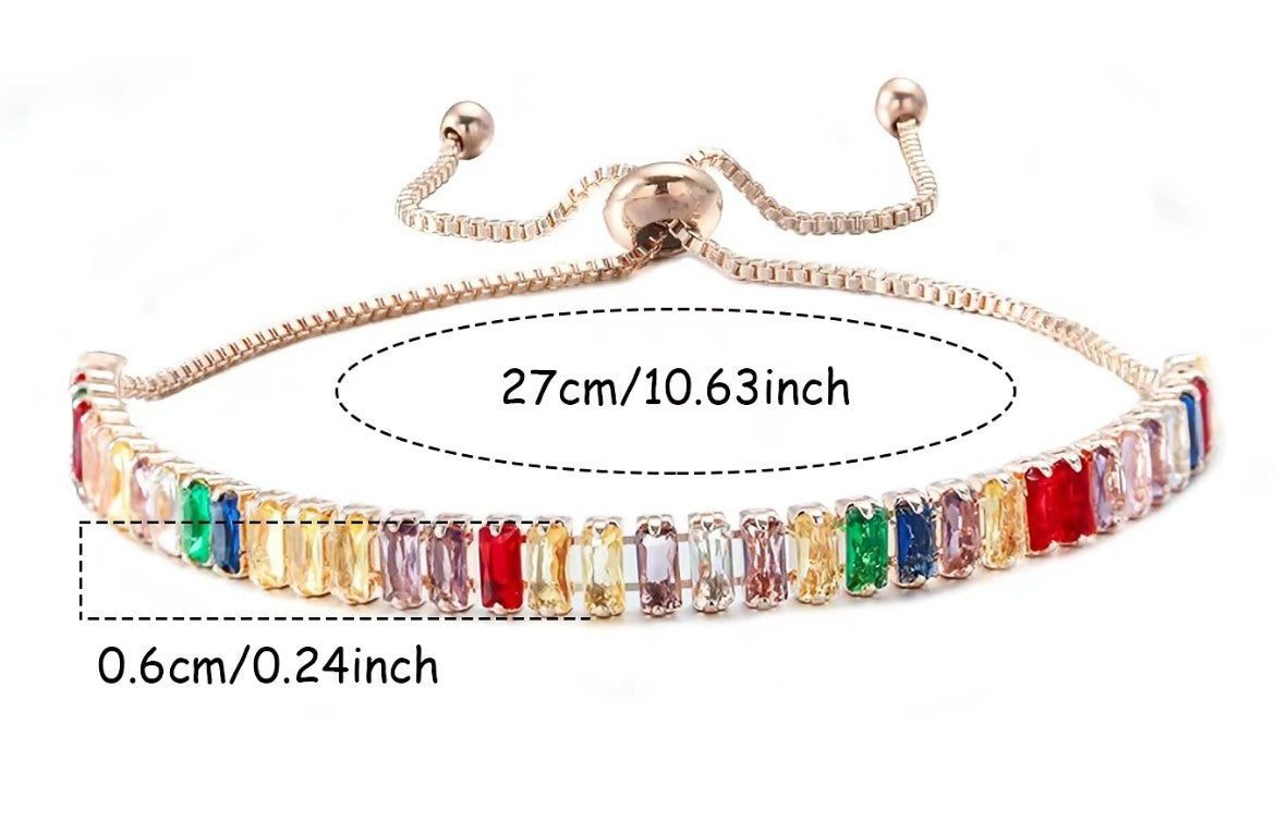 Colorful CZ Adjustable Length Bracelet
