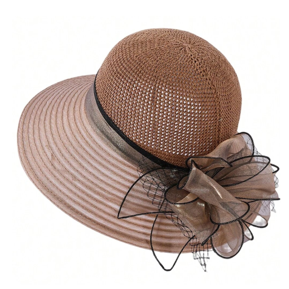 Wide Brim Hat With Ruffles