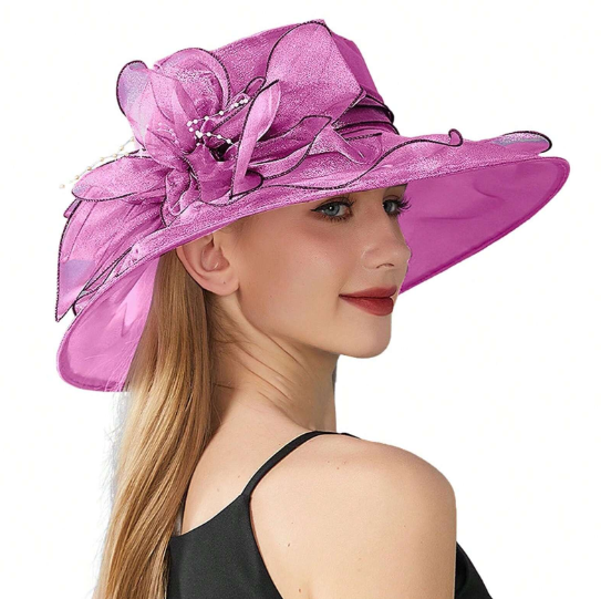 Wide Brim Hat With Ruffles