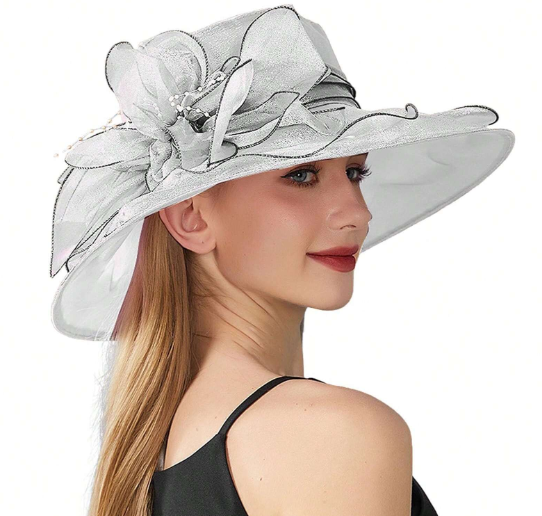 Wide Brim Hat With Ruffles