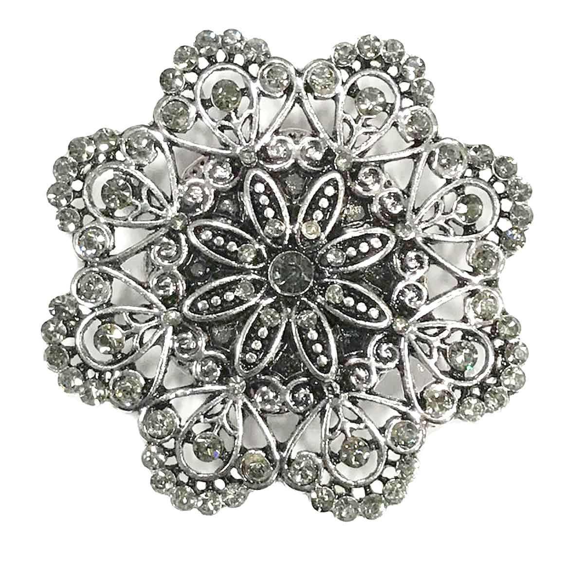 Use your imagination! These brooches add a nice embellishment to sweaters and blouses but can also be used to customize scarves, hats, and purses. There will be no pinhole damages with these lovely brooches because they stay in place with an extremely powerful magnet. Sizes range from 1.25" x 1.25" to 2" x 2"
Pair it with a magnetic pendant necklace for another option!