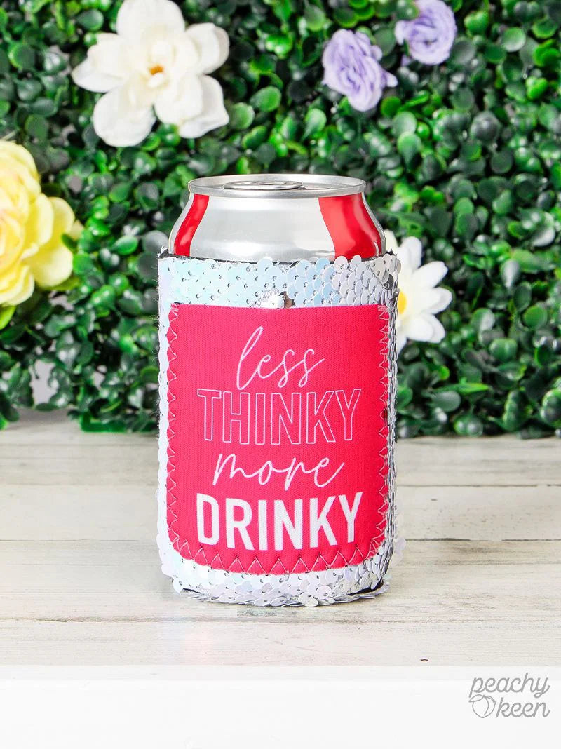 Peachy Keen Drink Drank Drunk Sequin Can Cooler