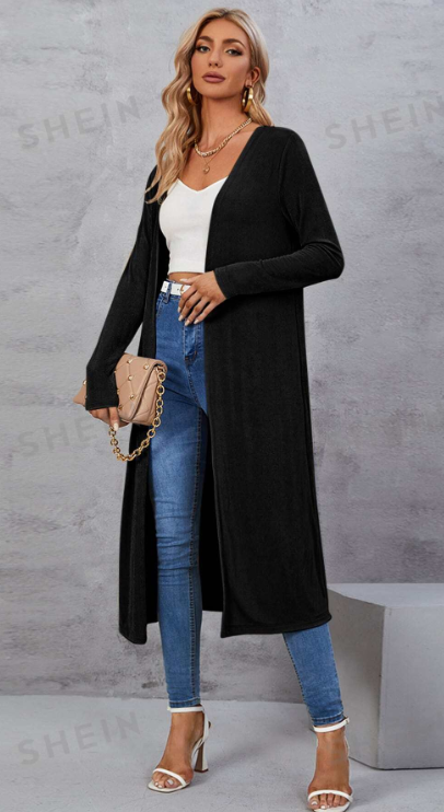 93% polyester / 7% elastane Wardrobe staple! This cardigan is effortlessly chic and should be your top pick for any occasion, day or night! This piece pairs well with the wide leg pants with the cut out hem! Machine Wash.