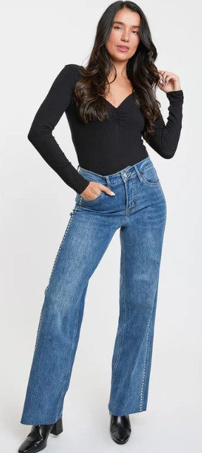 Studded Wide Leg Jean
