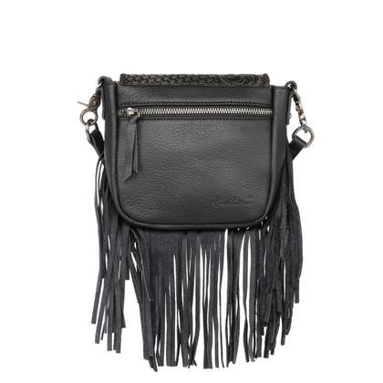 Leather Tooled Crossbody w/ Fringe