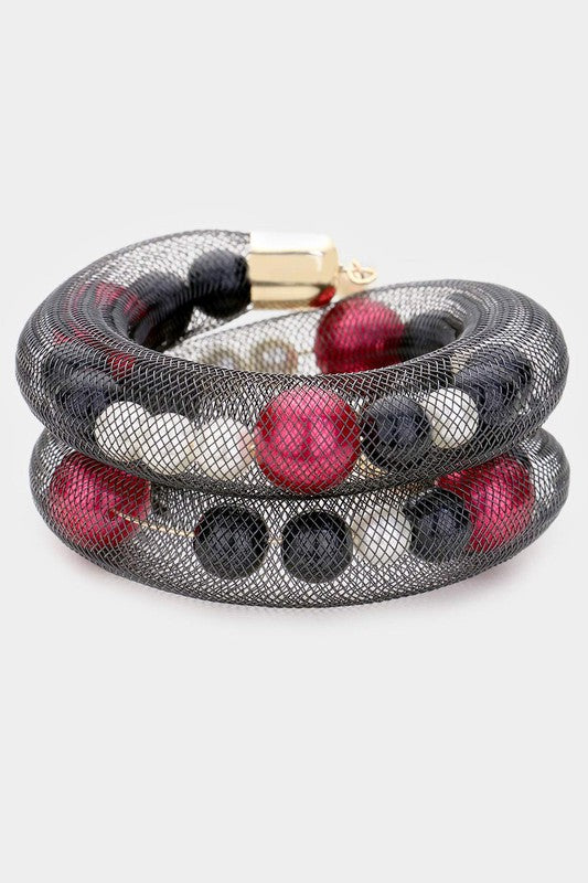 Flexible Tube Bracelet with Pearls Bracelet