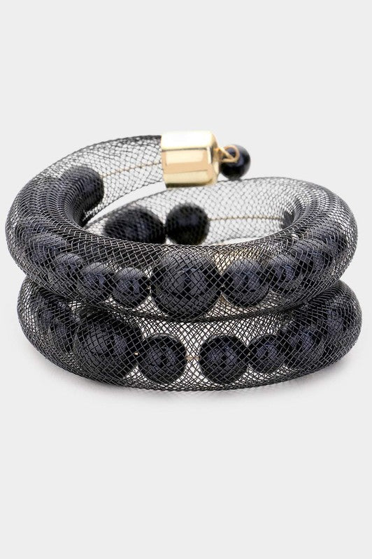 Flexible Tube Bracelet with Pearls Bracelet
