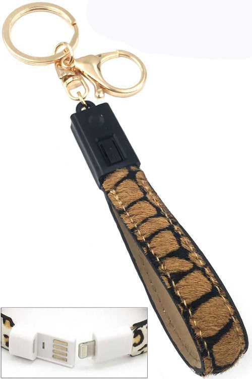 Leather Apple USB Charging Key Chain