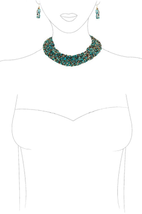 Braided Seed Bead Braided Necklace Set