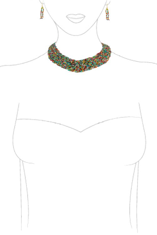 Braided Seed Bead Braided Necklace Set