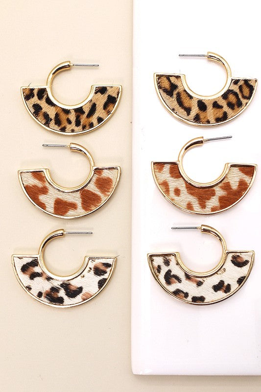 Classic Hoop Earrings - Animal Print
