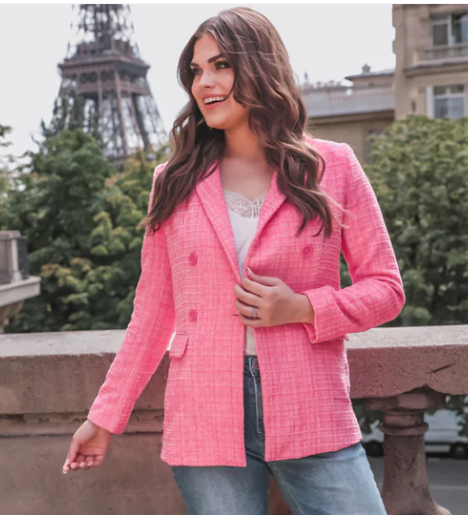 Pink Tweed Lined Blazer -