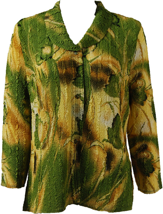 Tulip Crush Georgette Blouse - Green/Gold