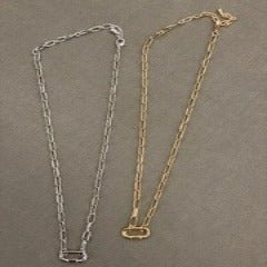 16" Adjustable Chain Necklace With 1/2" Carabiner - Splash of Pearl Boutique