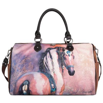 Handbag with horse design on a white background