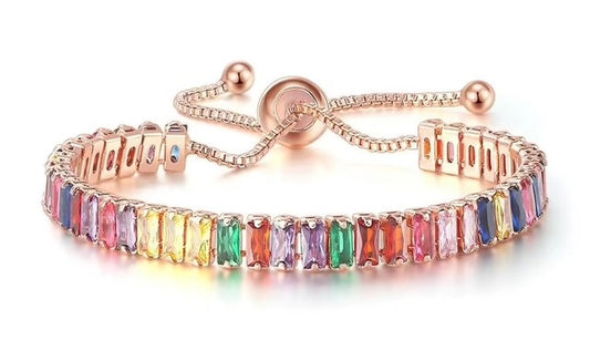 Colorful CZ Adjustable Length Bracelet