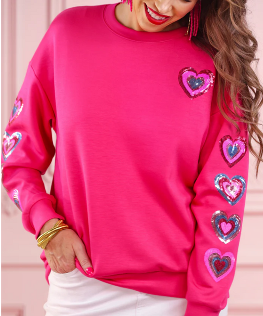 Sequin Heart Long Sleeved Shirt