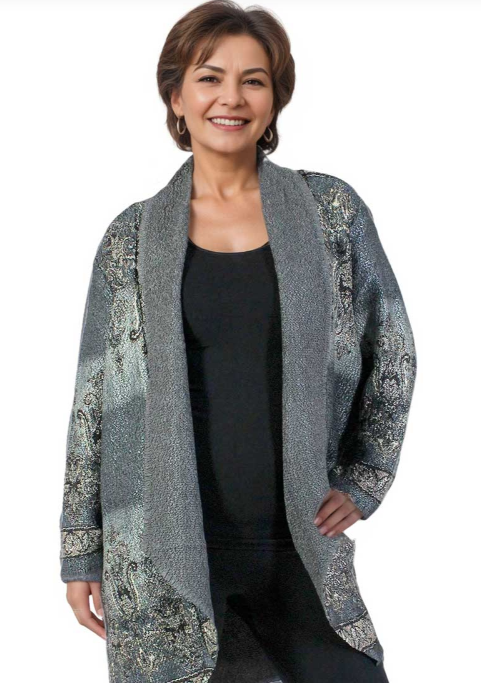Floral Art Crush Cardigan - Grey