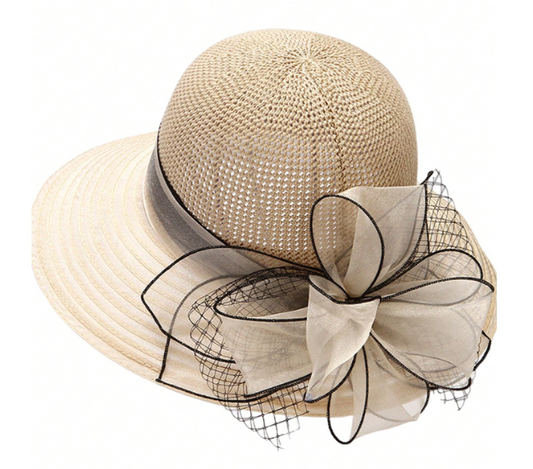 Wide Brim Hat With Ruffles
