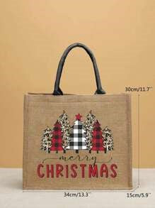 Merry Christmas Trees Linen Bag