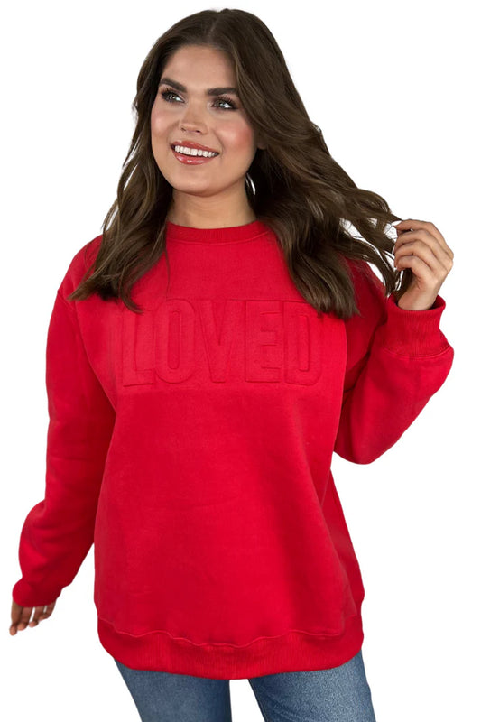 LOVED Embossed Sweatshirt - Red