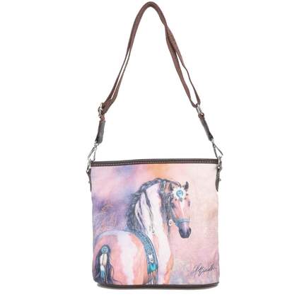 Handbag with a horse design on a white background