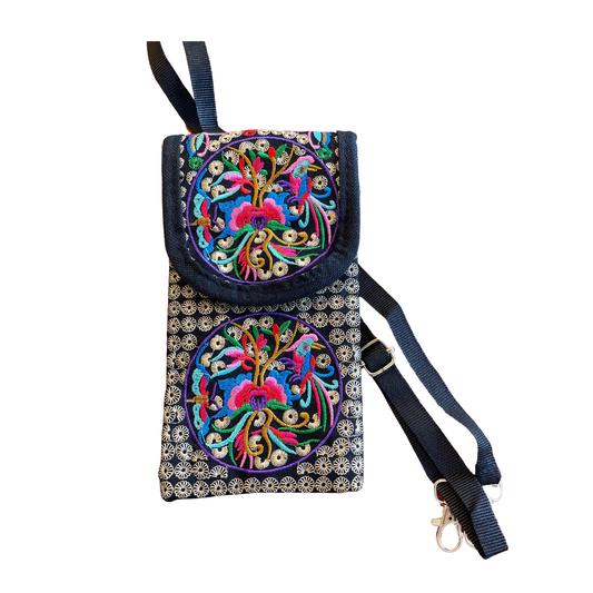 This vibrant colored shoulder pouch features 2 nice sized pockets and an adjustable, heavy grosgrain ribbon strap. Perfect for all occasions where a bigger bag is just not practical!  Size: 4" x 8" x 1"