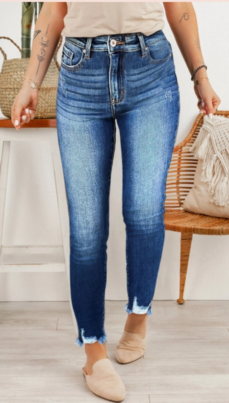 SZ 16 Raw Hem Ankle Length Skinny Jean