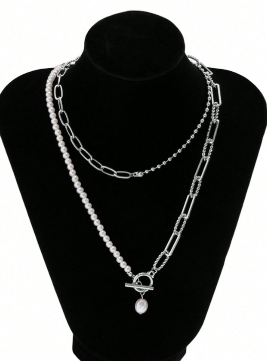 This one-of-a-kind necklace boasts four chain transitions that expertly wrap around your neck for a custom look. Perfect for everyday wear or dressing up!

Necklace Wraps 33.4"