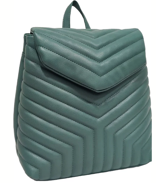 This rich colored teal backpack features a quilted front, grab handle, 3 zippered pockets and of course adjustable straps. This is a very sturdy, good looking bag that can also double as a purse!


Measures: Size 10" x 11" x 4"