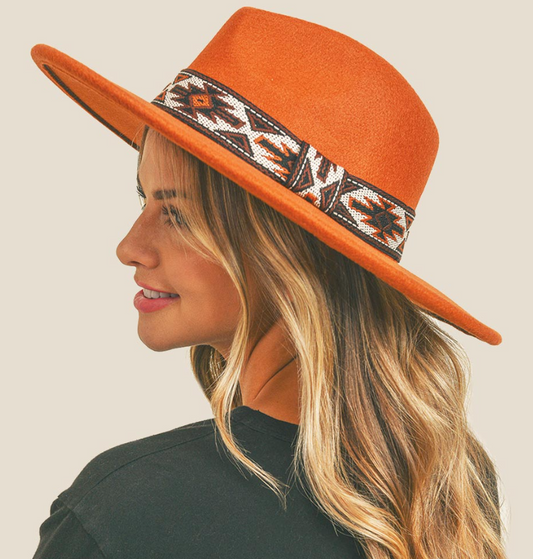 100 % Polyester  Achieve effortless style with the Tribal Band Panama Hat. Shield yourself from the sun in comfort and elevate your look with this timeless piece. Perfect for any occasion, it's a must-have in your accessory collection!