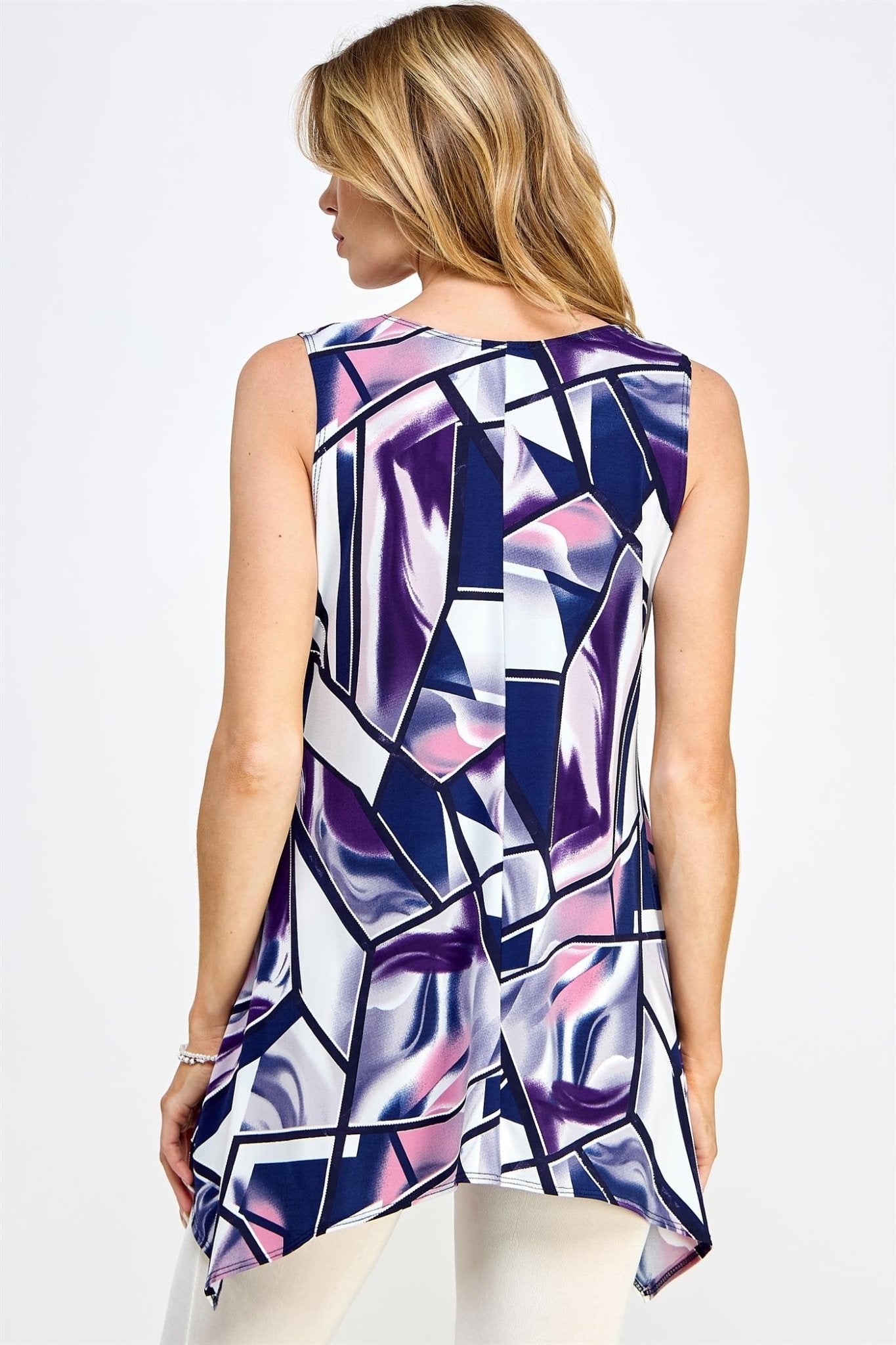 Abstract Shark Bite No Wrinkle Tank Tunic - Purple - Splash of Pearl Boutique