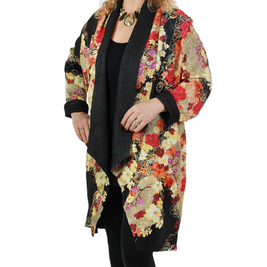 100% polyester

These cardigans are made with a crushed satin so they never wrinkle and always looks fresh. They are of a dramatic design that looks very high end and will grab attention wherever you go!

One Size Fits Large to 2X