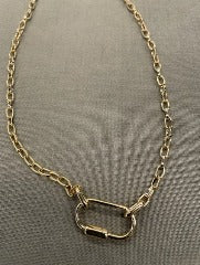 16" Adjustable Chain Necklace With 1" Carabiner