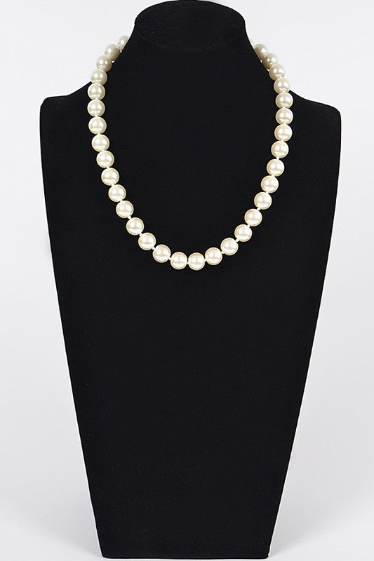 Simple Pearl Bead Necklace - Ivory