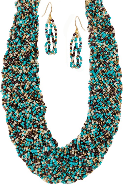 Braided Seed Bead Braided Necklace Set