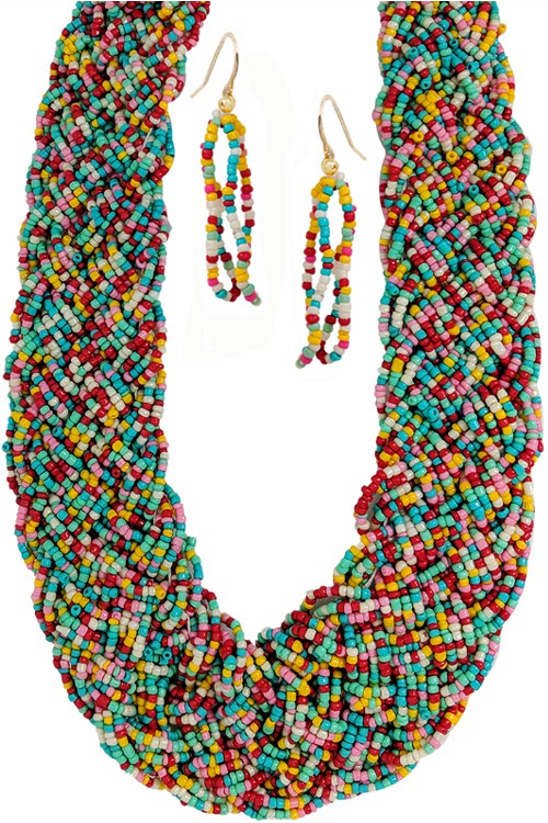 Braided Seed Bead Braided Necklace Set