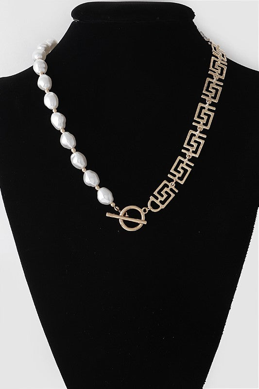 Greek Key 'n Stone Necklace
