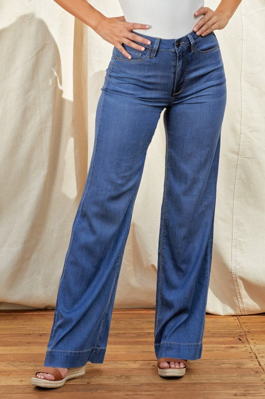 1-Button Soft Flare Jeans