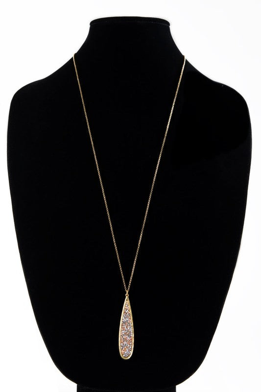 Glitter Stone Necklace & Earring Set - Gold