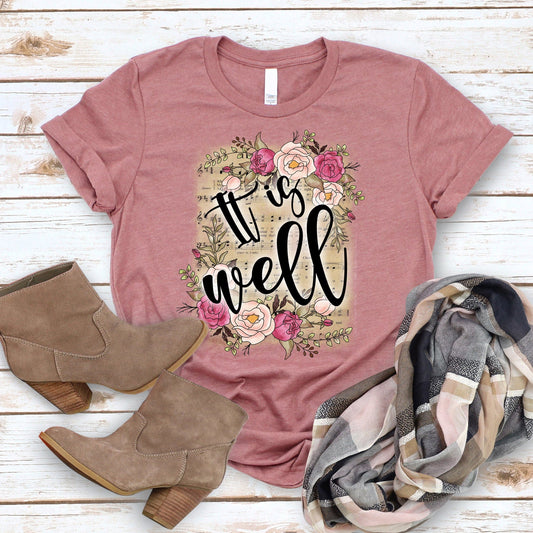 It Is Well Short Sleeved Tee - Heather Mauve